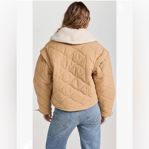 NWOT ASTR The Label Nadine Quilted Faux Shearling Jacket in Khaki - Picture 2 of 16
